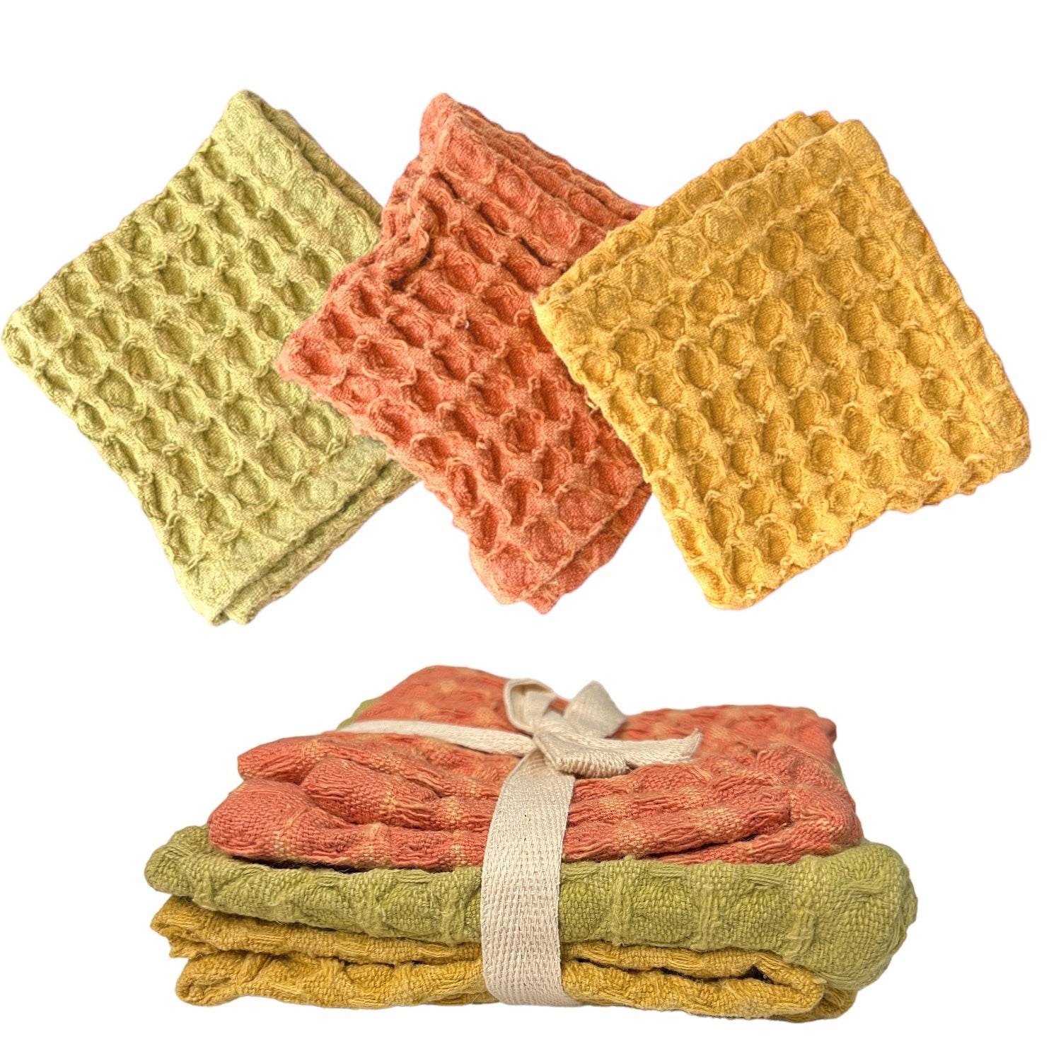 Rust Gingham Stonewashed Waffle Kitchen Towel –